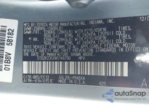 2008 Toyota Sienna Ce/Le from USA, damaged, VIN 5TDZK23CX8S146790